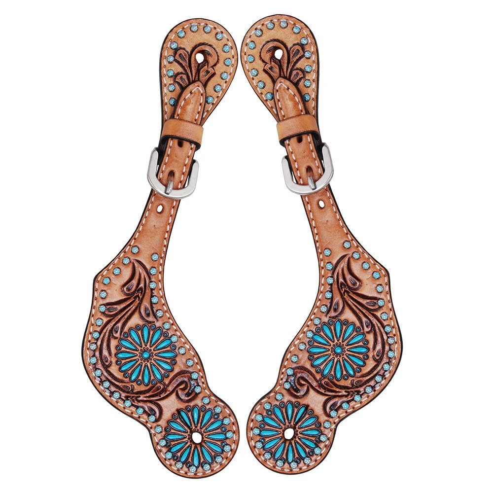 Rafter T Ranch Company Ladies Zuni Turquoise Spur Straps 1 Rafter T Ranch Company Ladies Zuni Turquoise Spur Straps