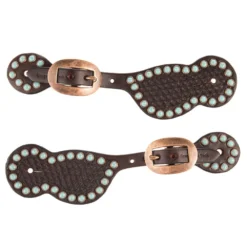 Cowperson Tack Ladies Turquoise Dot Copper Buckle Spur Straps -Western Tack Sales Store 1210598 1