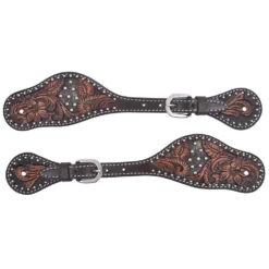 Circle Y Saddlery Dark Flash Arizona Flower Mens Spur Straps