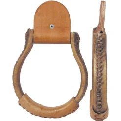 Western Tack Sales Store 15 NRS Iron Oxbow Deluxe Rawhide Covered Stirrups