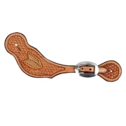 NRS Basket Stamped Spur Straps With Rawhide Inlay